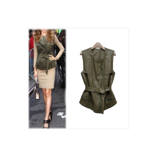 기획특가!! [브랜드퀄리티~!!]고급스러운 디테일 허리벨트 집업 가죽조끼_L1366