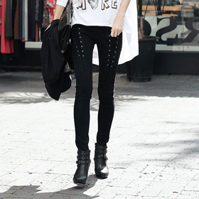 00740 코르셋 디테일 스키니 