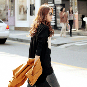 00725 표범 하트 프린팅 T