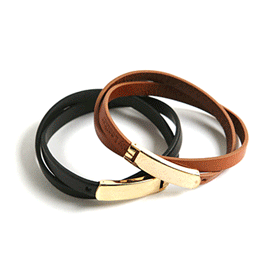 00780 골드 버클 가죽 뱅글 