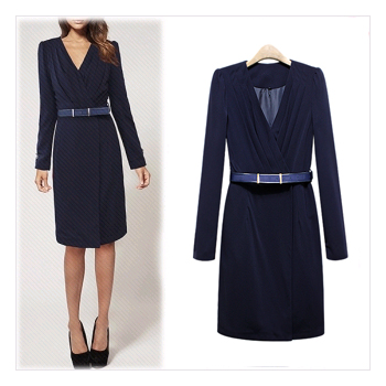 [벨트SET+77사이즈까지~!!]벨트SET 럭셔리 셔링 V넥 랩 원피스_L1391 