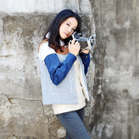 00844 양털 청 패딩 베스트