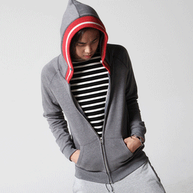 01280 캐주얼 후드배색 집업 