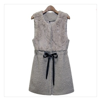 [리얼래빗퍼~!!]럭셔리 허리끈SET 천연토끼털 포인트 뽀글이 롱 베스트_L1013 