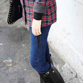 00847 절개 배색 스키니 