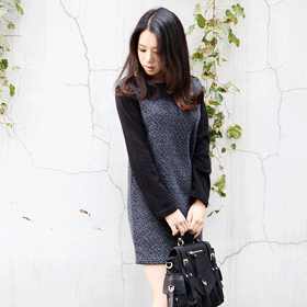 00850 배색 지퍼 원피스 