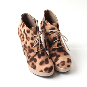 00909 레오파드 통굽 힐 