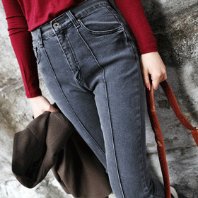 00040 핀턱 하이웨이스트 진