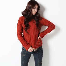 11055 단추 꽈배기 니트 