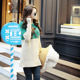 00973 큐트 배색 니트 