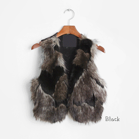 09382 고급스러운 퍼 베스트 