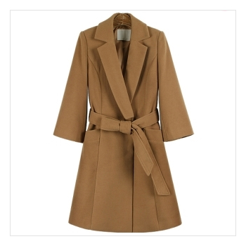 기획특가! [고급소재+77사이즈까지~!!]허리끈SET 럭셔리 심플라인 원버튼 7부소매 울코트_L1415