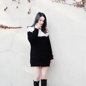 00112 터들 넥 박시 미니원피스 