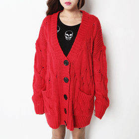 11685 트위스트 단추 가디건 