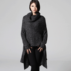 09619 유니크 터틀넥 언발 니트 