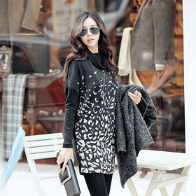 01091 레오파드 터틀원피스