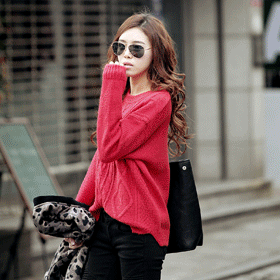 01153 옆트임 꽈베기 라운드 니트 