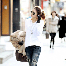 01192 롱 화이트 셔츠 