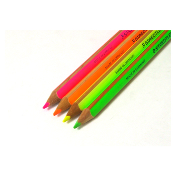 스테들러 형광색연필(128-64 노랑.핑크.주황)