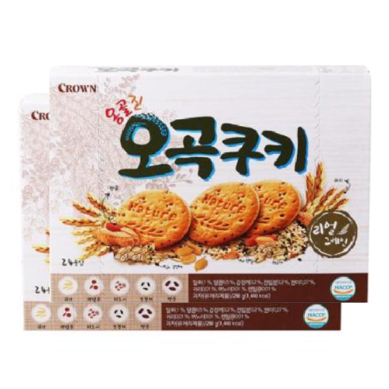 크라운 옹골진 오곡쿠키 리얼그레인 192g*2개 (1+1)대박가!!