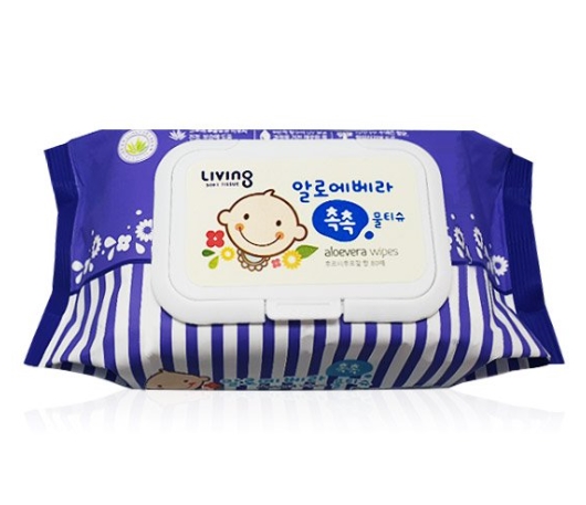 리빙 알로에베라 촉촉 물티슈 80매 (캡형)
