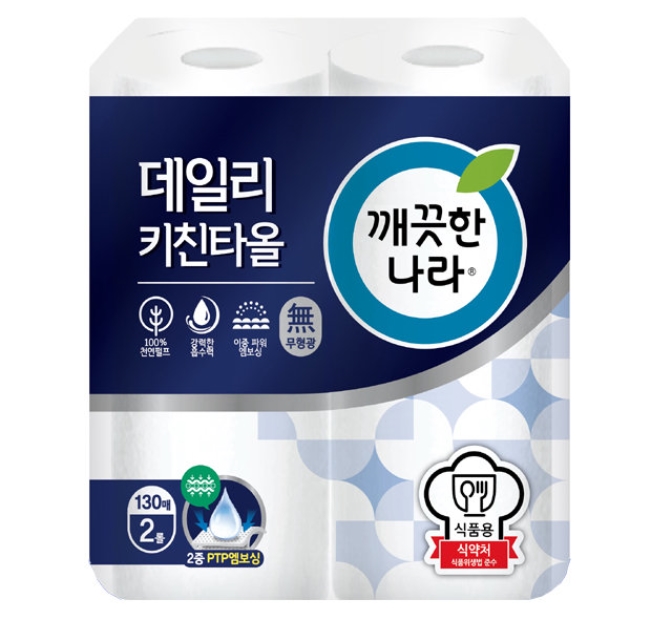 깨끗한나라 데일리 천연펄프 키친타올 130매x2롤
