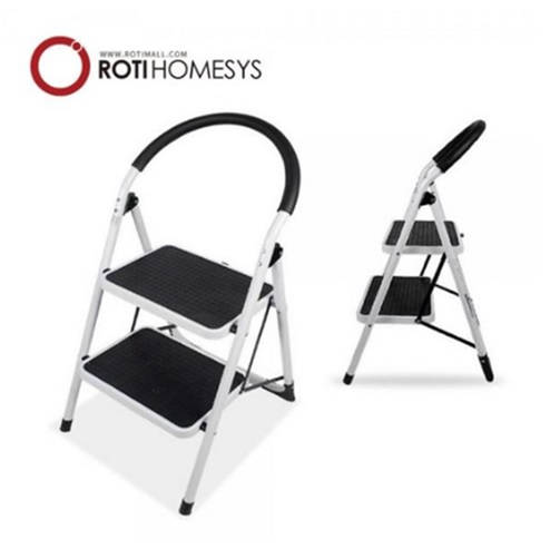 접이식 가정용 2단 사다리(화이트&블랙)