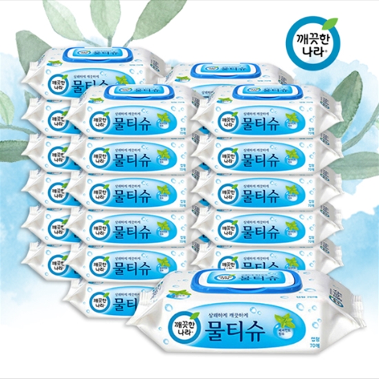 [박스] 깨끗한나라 사각물티슈 70매 캡형 x 24개