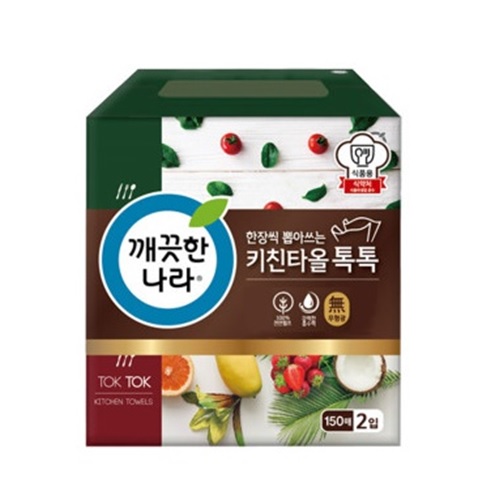 깨끗한나라 뽑아쓰는 키친타올 톡톡 150매 X 2개 