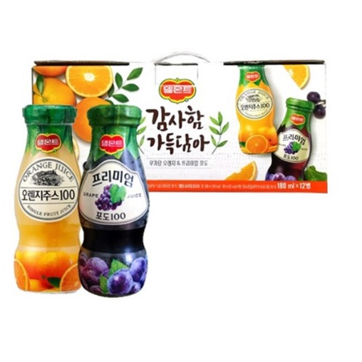 델몬트 감사함 가득담아 프리미엄 오렌지&포도 180ml x 12병