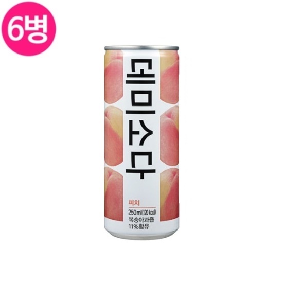 동아오츠카 데미소다 복숭아 250ml x 6캔