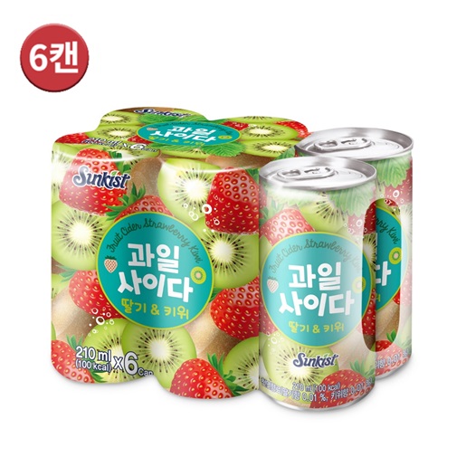 (40%할인) 썬키스트 과일사이다 딸기키위 210ml x 6캔