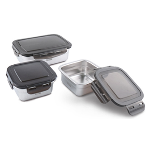 쿠키브라운 스테인리스 밀폐용기 사각 3종