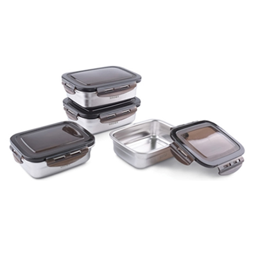 쿠키브라운 스테인리스 밀폐용기 사각 4종