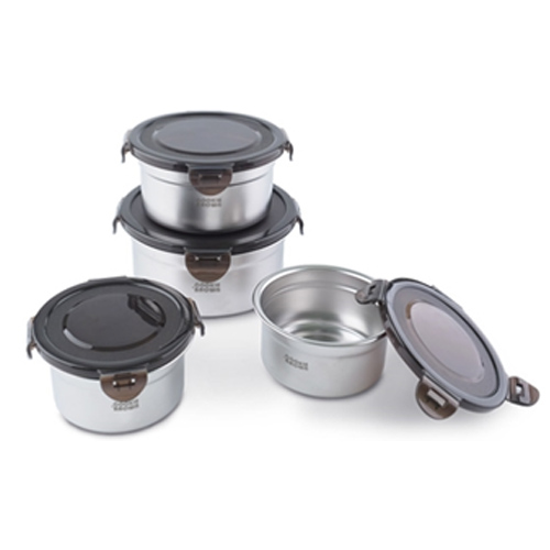 쿠키브라운 스테인리스 밀폐용기 원형 4종