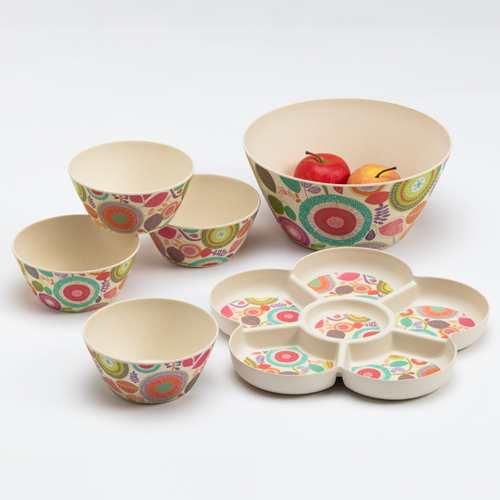 쿠키브라운 뱀부 에코 샐러드볼 세트 서클문양