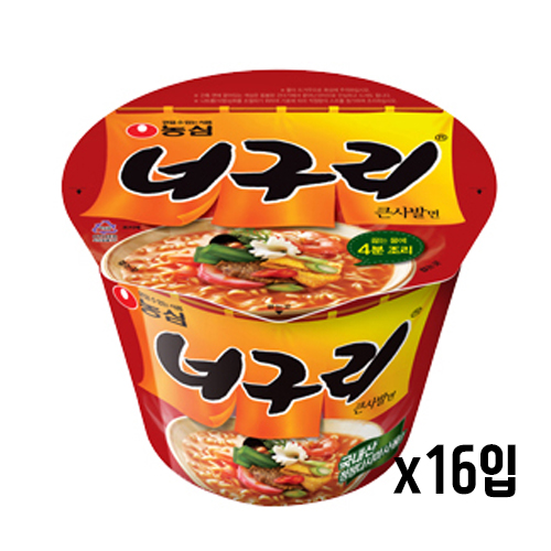 농심 너구리 큰사발 컵라면 大 (BOX 16개) 