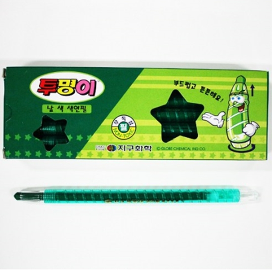 지구화학 투명이 색연필 12자루/1다스 - 초록색