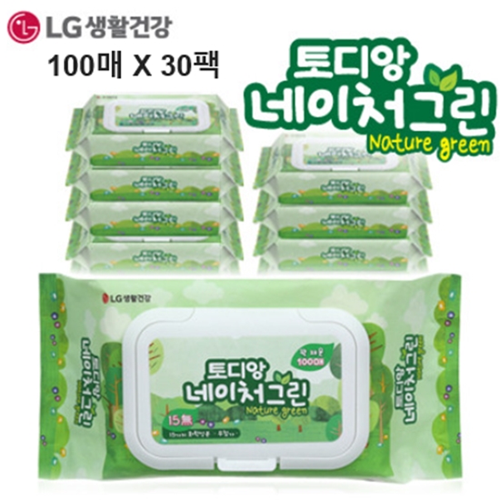 [박스]  LG 네이처그린 물티슈 100매 X 30개 (캡형)