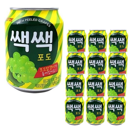 [박스] 롯데칠성 쌕쌕 포도 238ml캔 x 12개  