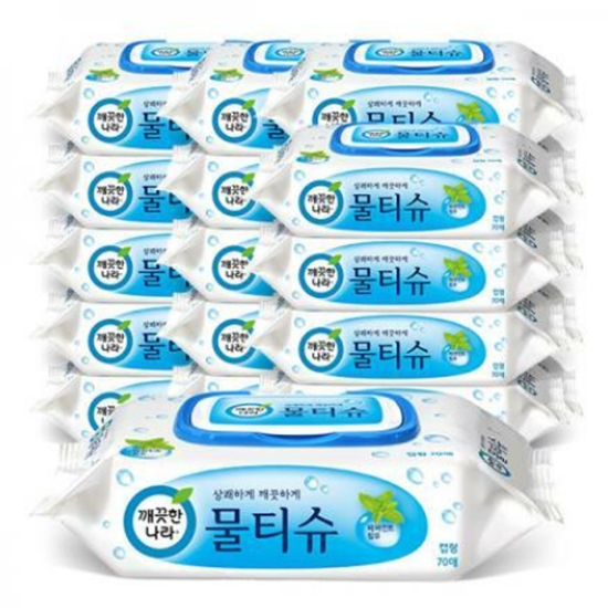[박스] 깨끗한나라 페퍼민트 물티슈 70매(캡형) x 20팩