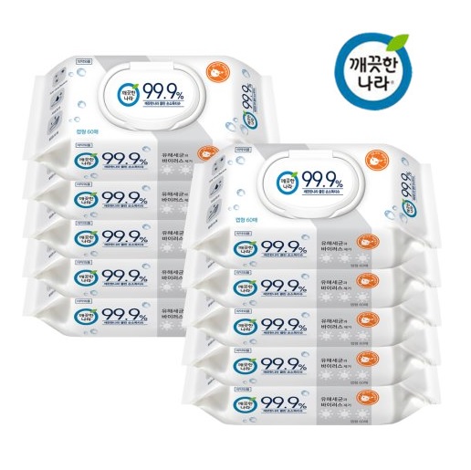 깨끗한나라 클린 손소독 물티슈 휴대용 10매 x 10팩