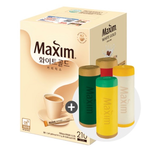 ☆한정☆맥심 화이트골드 커피믹스 210T+오피스목베게(색상랜덤) 