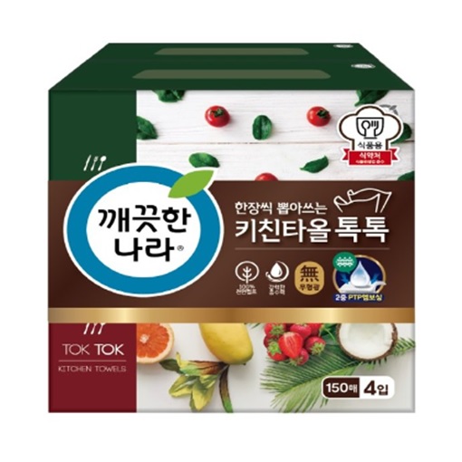 깨끗한나라 뽑아쓰는 키친타올 톡톡 150매 X 4개 