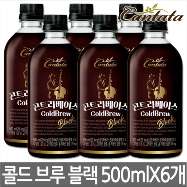 롯데칠성 칸타타 콘트라베이스 콜드브루 블랙 500ml x 6병