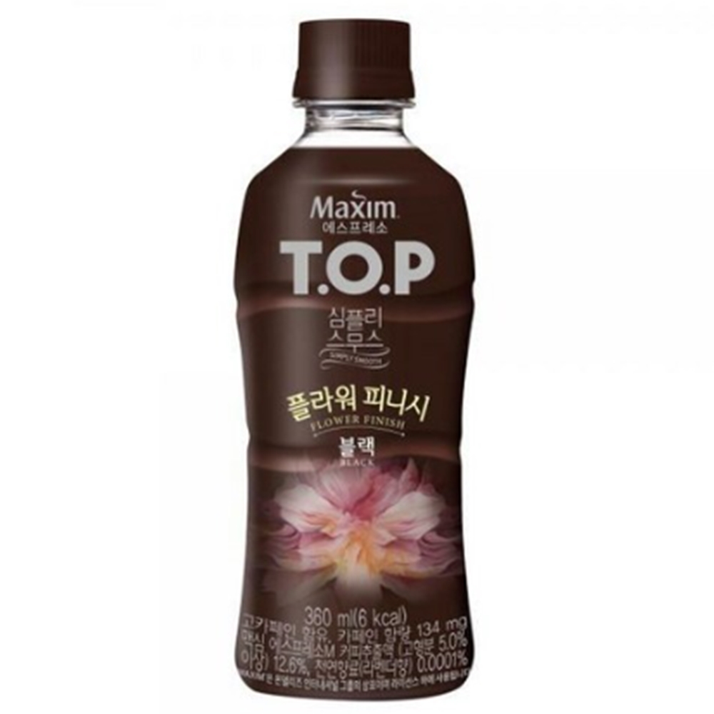 맥심 TOP 심플리 스무스 플라워 피니시 블랙 360ml x 4페트