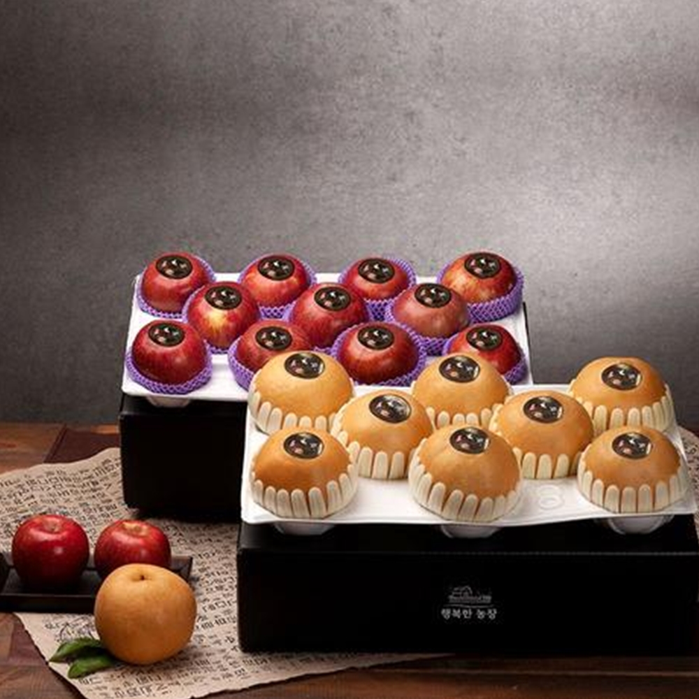 행복한농장 배사과 고급 선물세트 1+1 (사과10-12과 배7-8과)