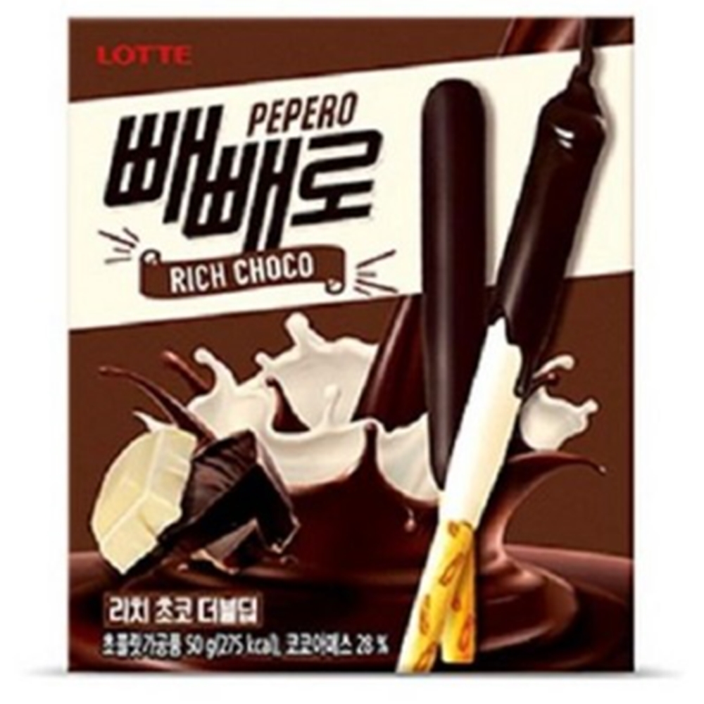 롯데제과 빼빼로 리치 초코 더블딥 50g