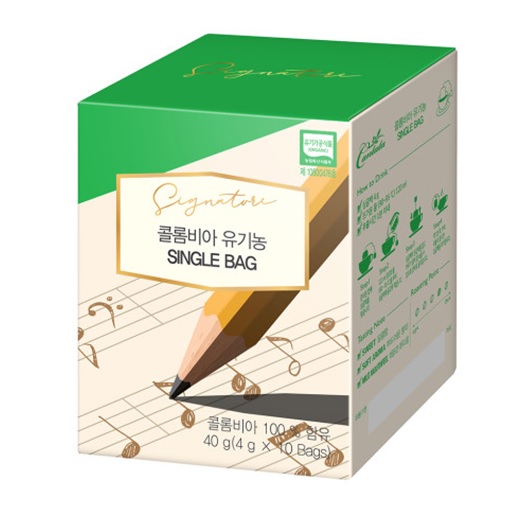 (임박할인)칸타타 원두커피 싱글백 콜롬비아 유기농 10T 
