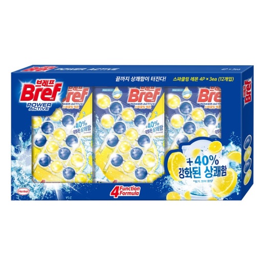 ◈ (30%할인) BREF 변기세정볼 스파클링 레몬 4P X 3팩입